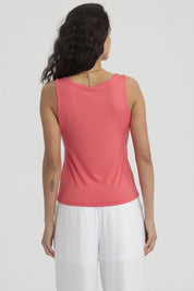 Polera Mujer Lisa Doble Capa Naranjo Oscuro