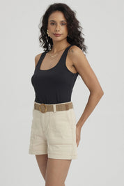 Polera Mujer Lisa Doble Capa Negro