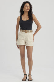 Polera Mujer Lisa Doble Capa Negro