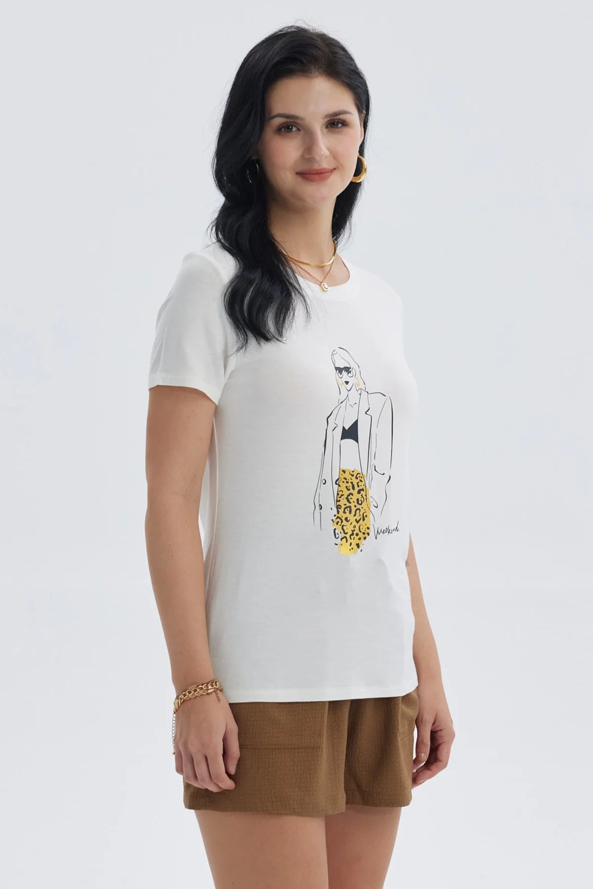 Polera Mujer Print Crudo