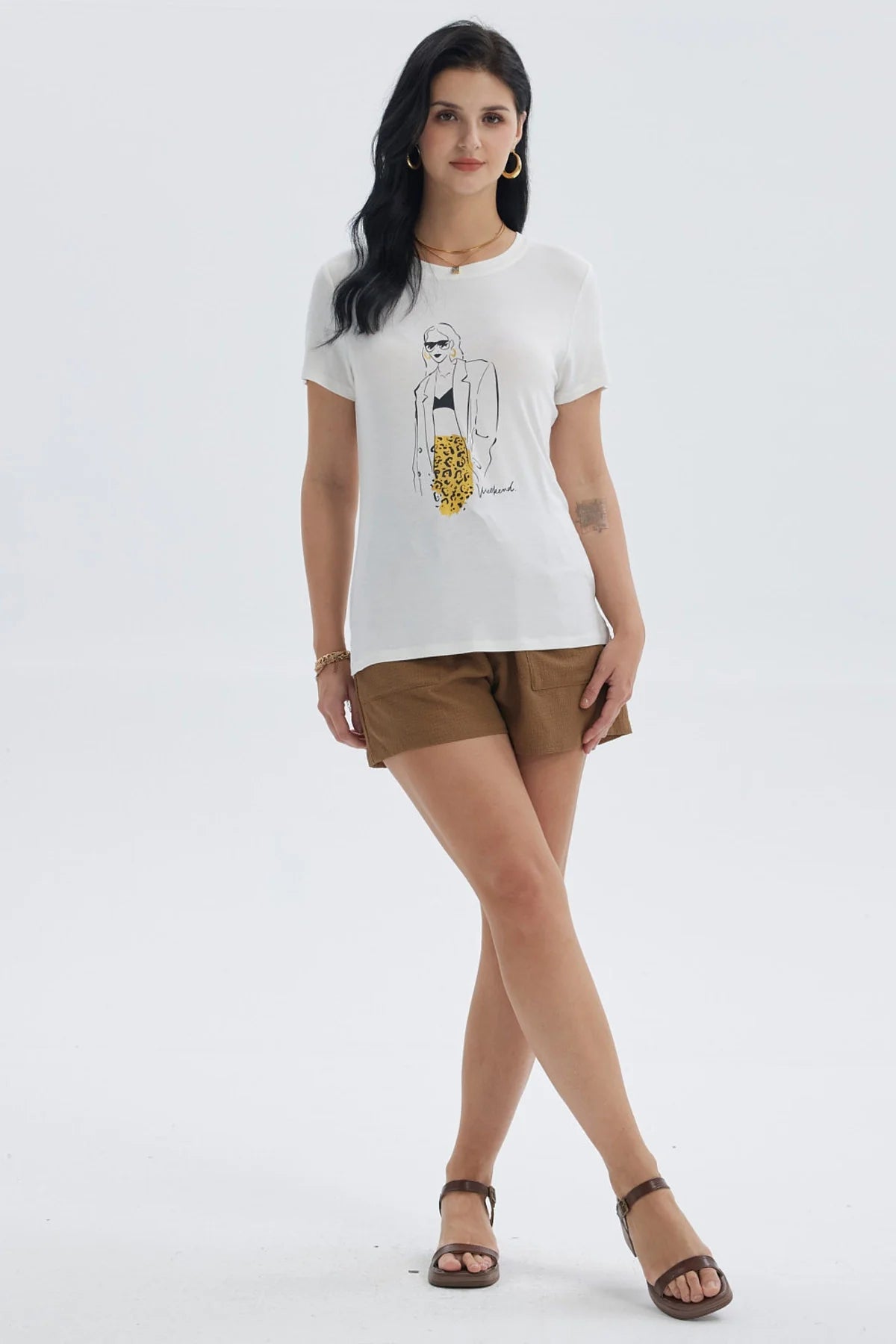 Polera Mujer Print Crudo