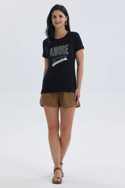 Polera Mujer Print Negro