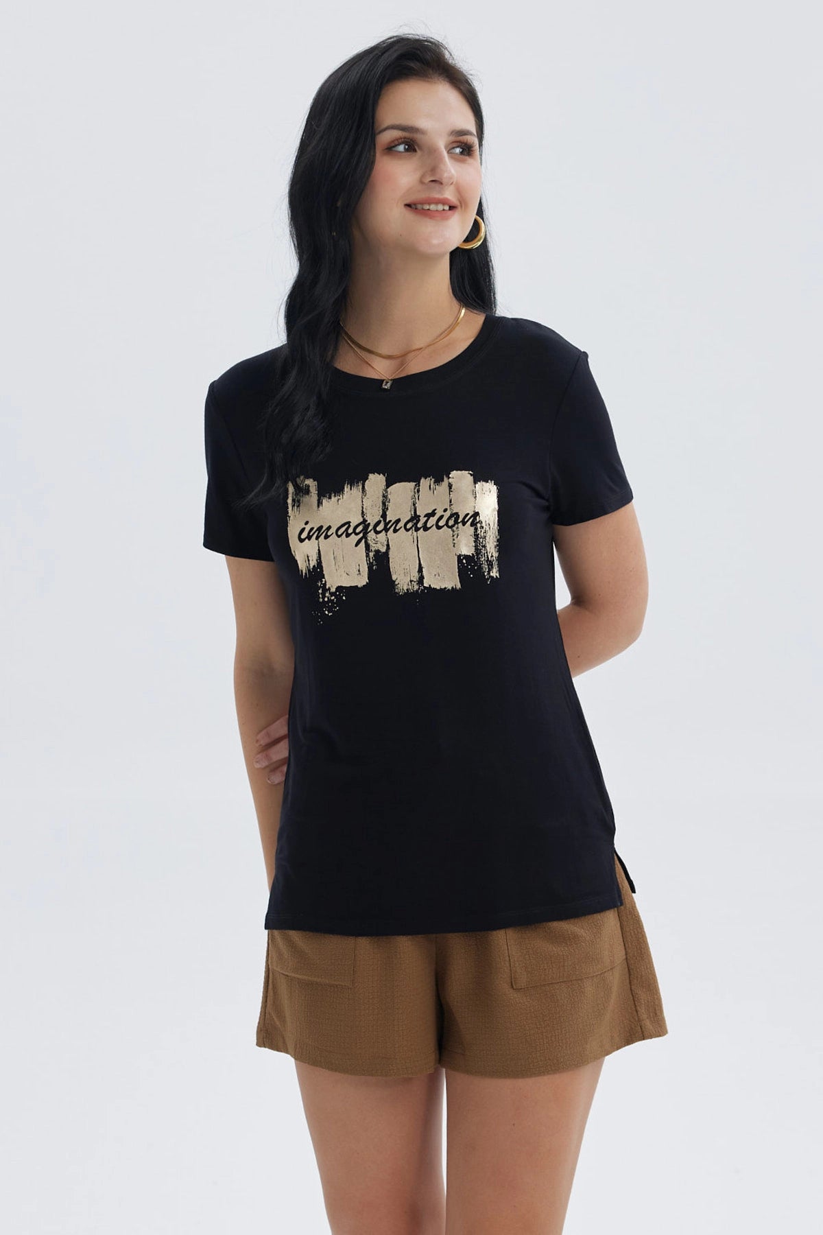 Polera Mujer Print Negro