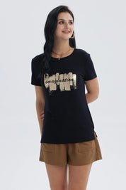 Polera Mujer Print Negro