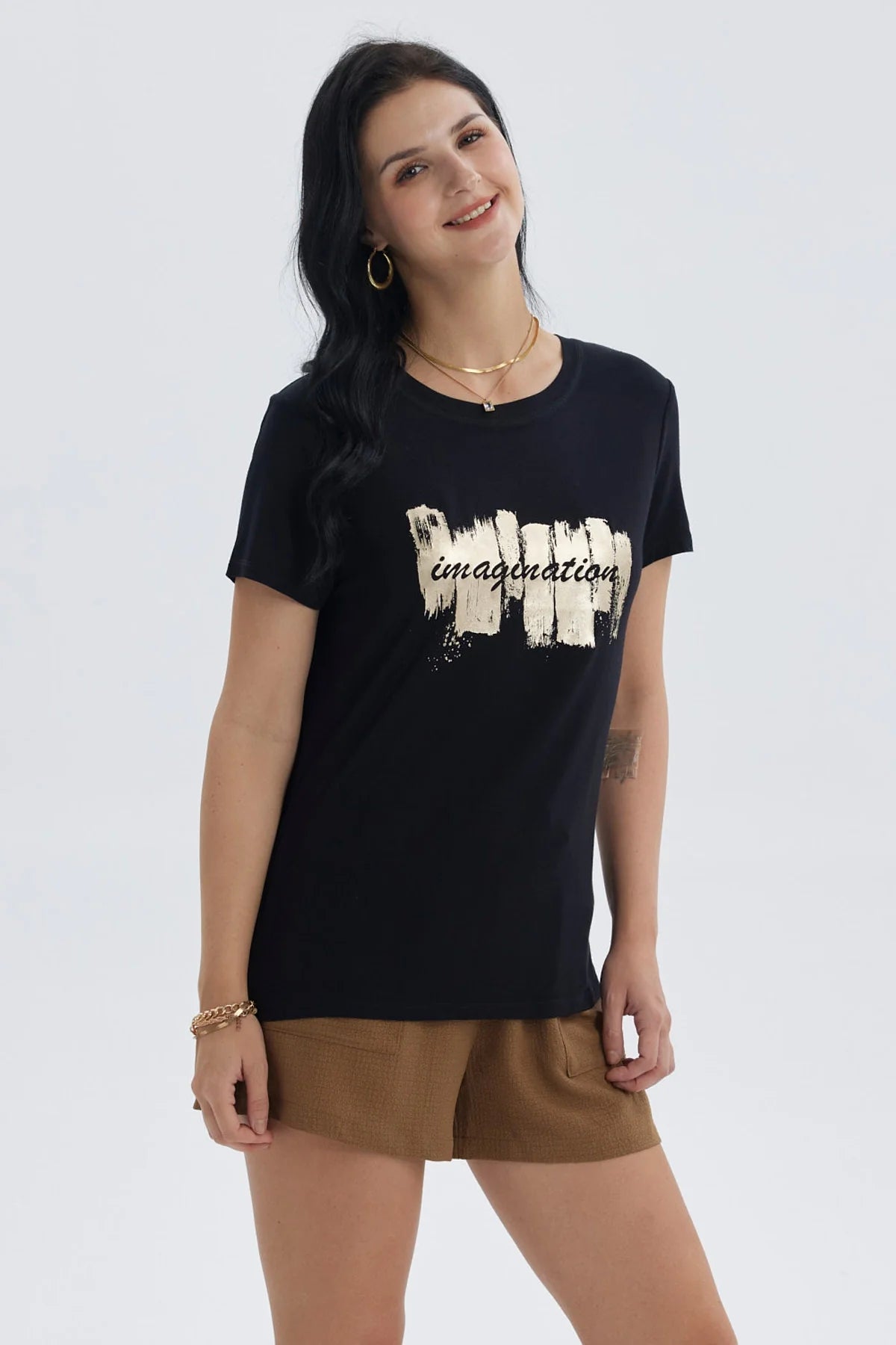 Polera Mujer Print Negro