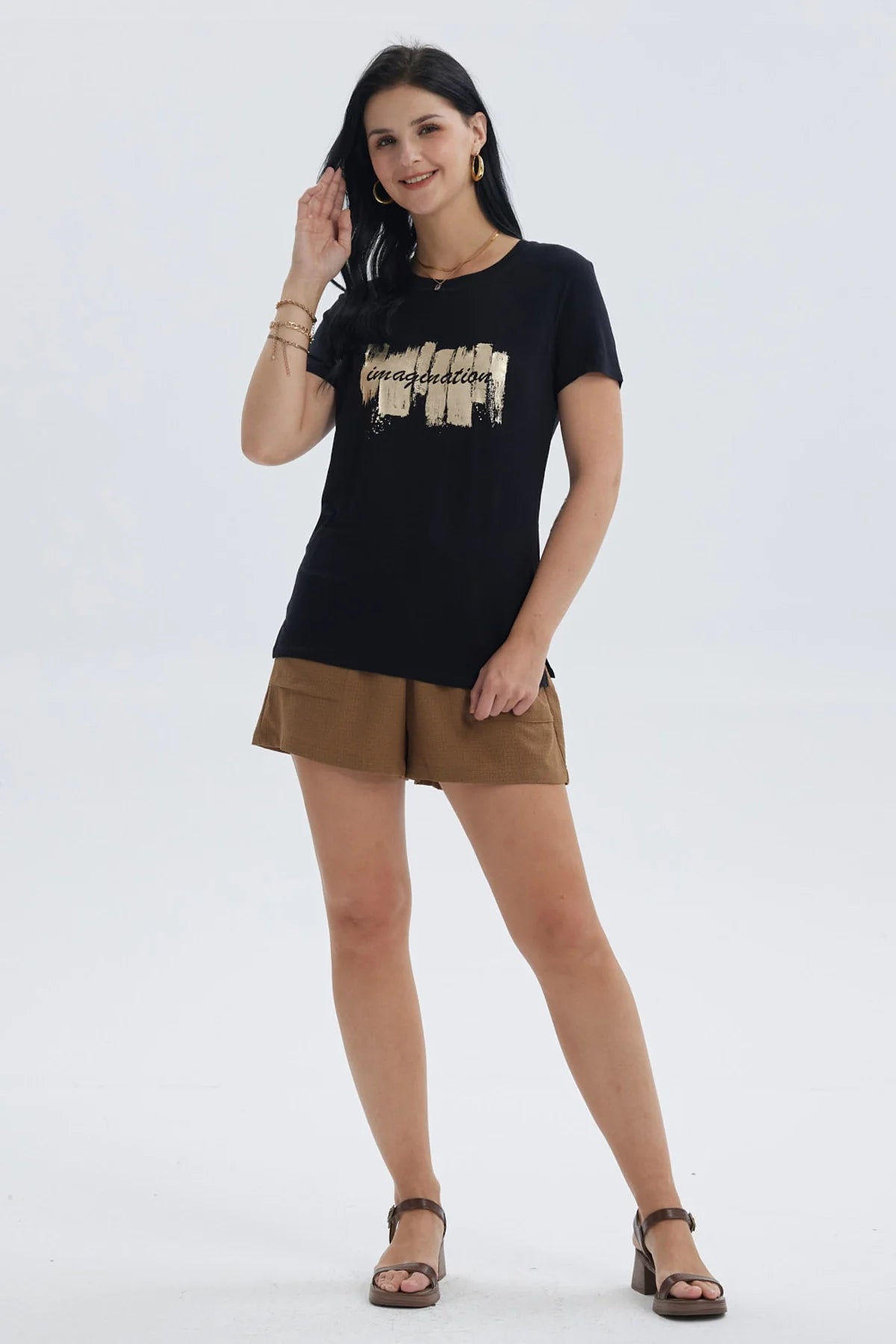 Polera Mujer Print Negro