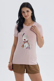 Polera Mujer Print Palo Rosa