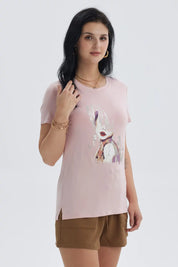 Polera Mujer Print Palo Rosa