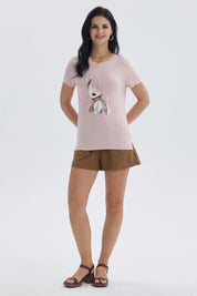 Polera Mujer Print Palo Rosa