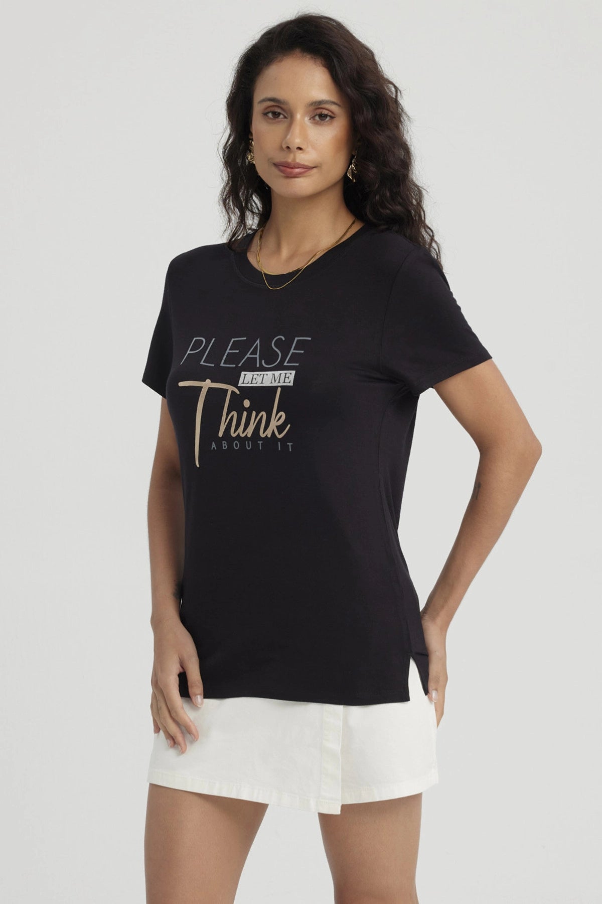 Polera Mujer Print Dorado