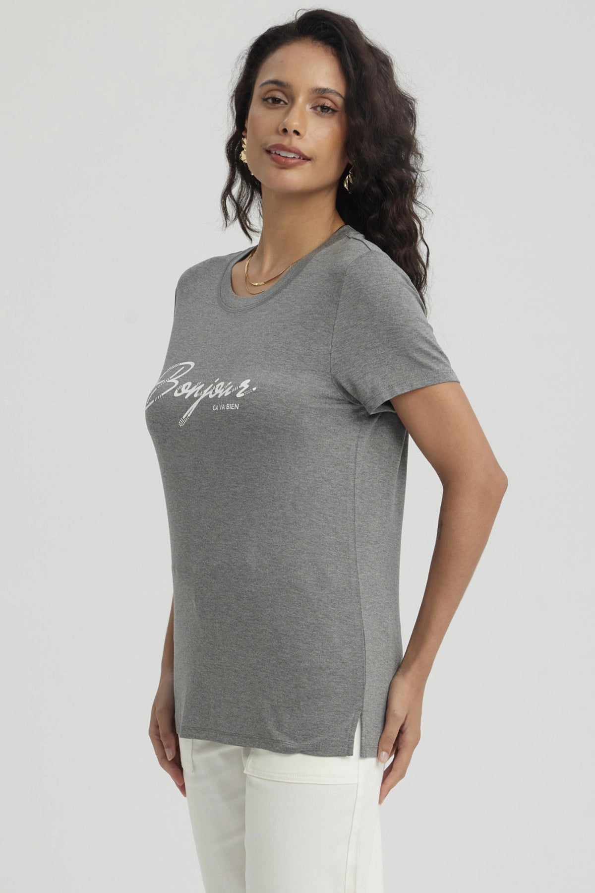 Polera Mujer Print Gris