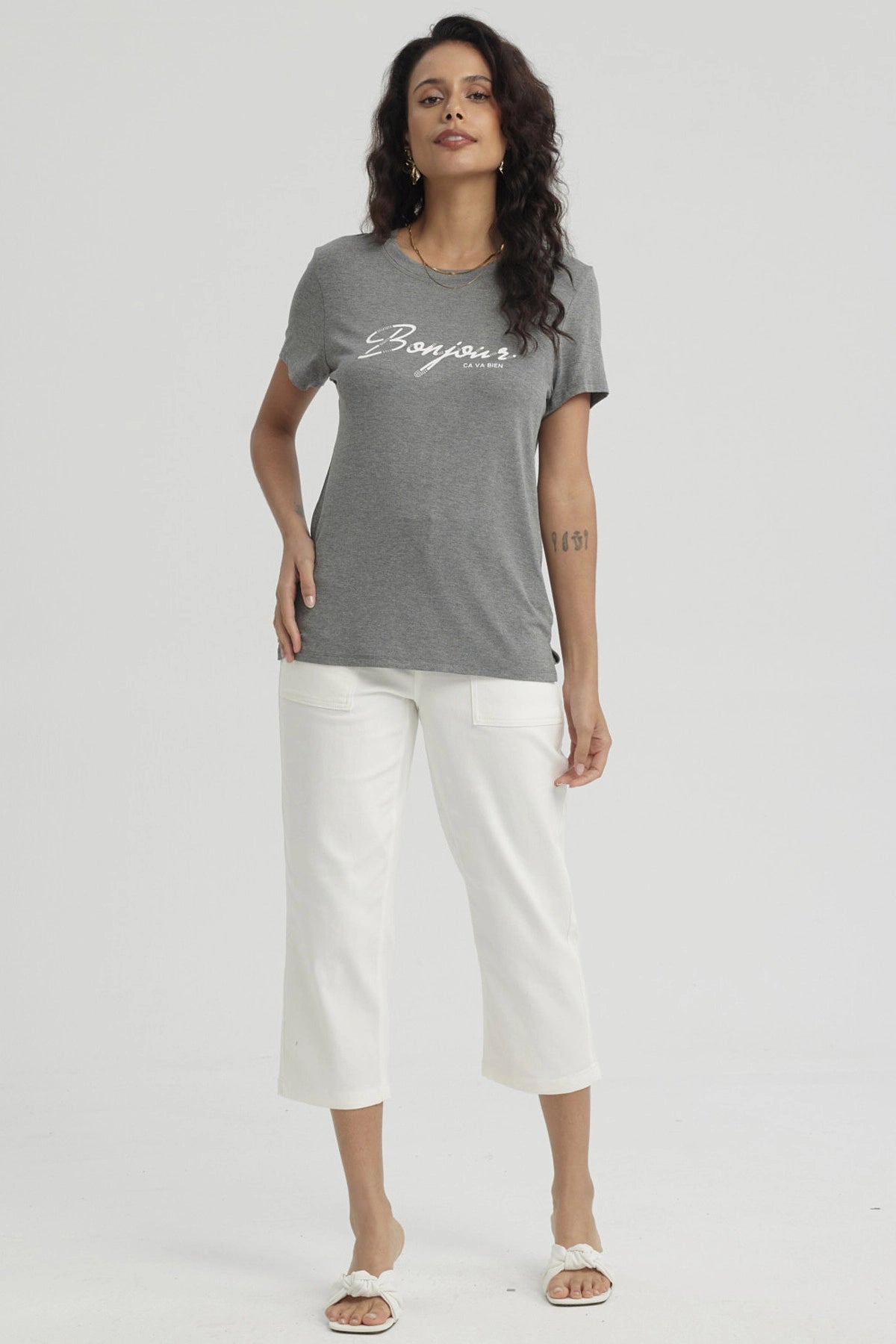 Polera Mujer Print Gris