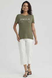 Polera Mujer Print Verde Musgo