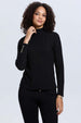 Polera mujer negra de rib lisa con diseño clásico y elegante.