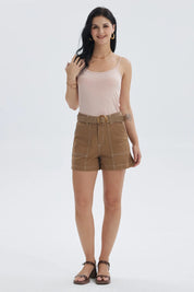 Short Mujer Con Cinturón Café Claro