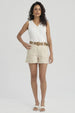 Short Mujer Con Cinturón Arena