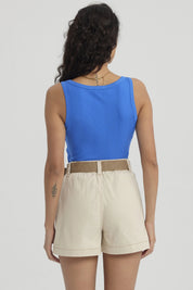 Polera Mujer Rib Lisa Azulino