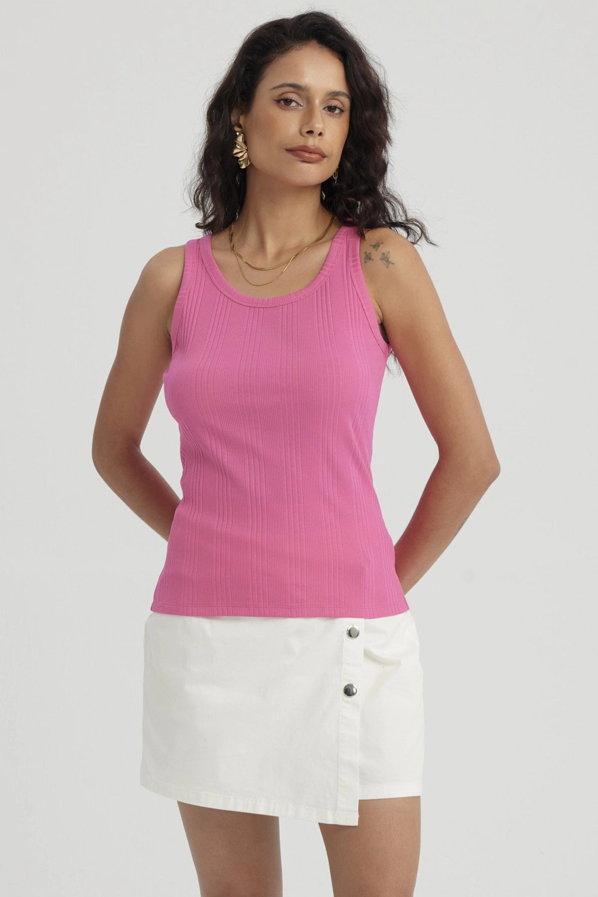 Polera Mujer Rib Lisa Fucsia