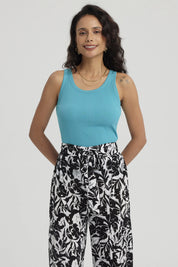 Polera Mujer Rib Lisa Turquesa