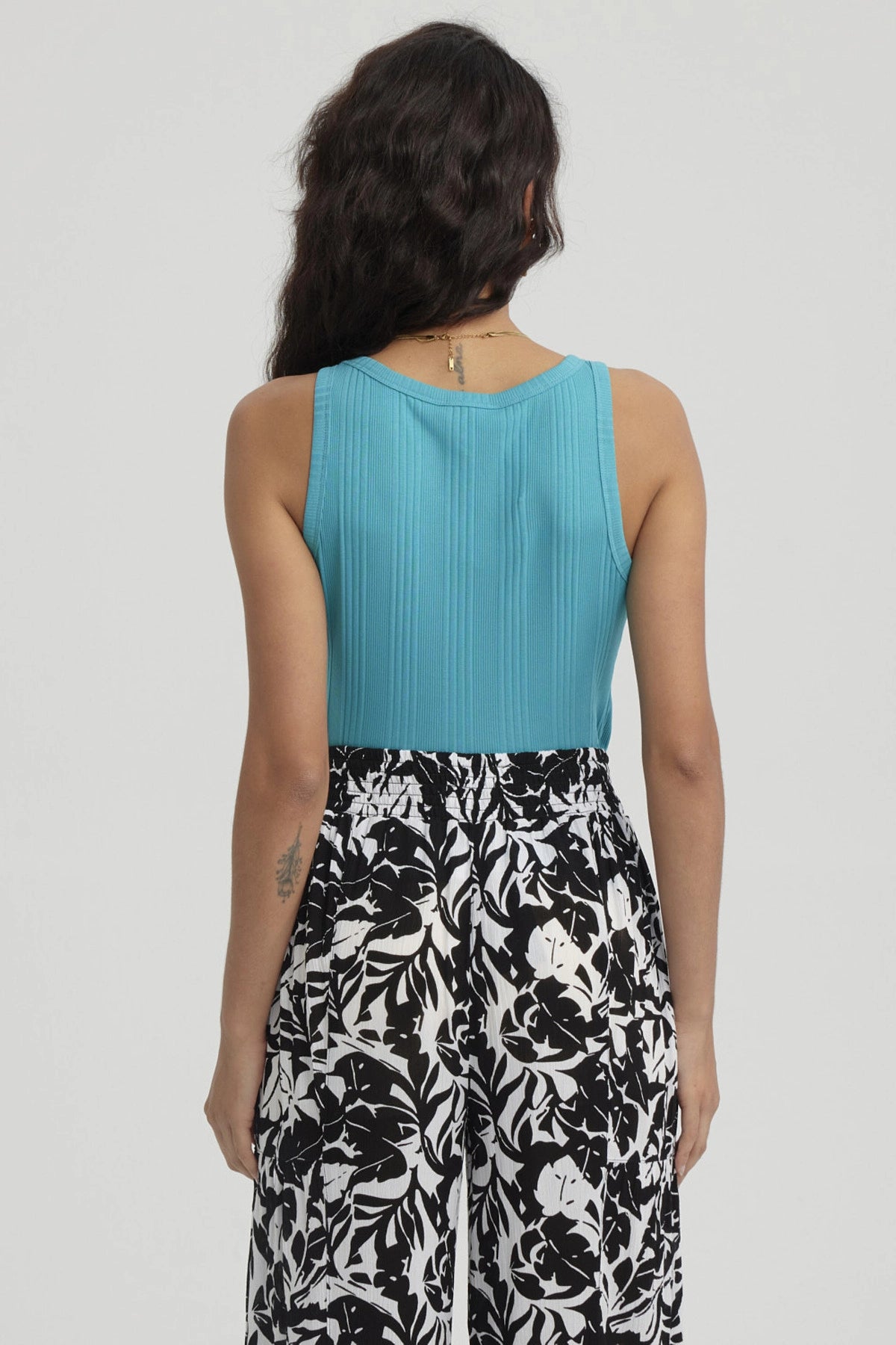 Polera Mujer Rib Lisa Turquesa