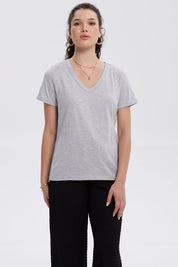 Polera Mujer Lisa Gris Melange
