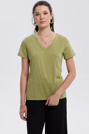 Polera Mujer Lisa Verde Musgo