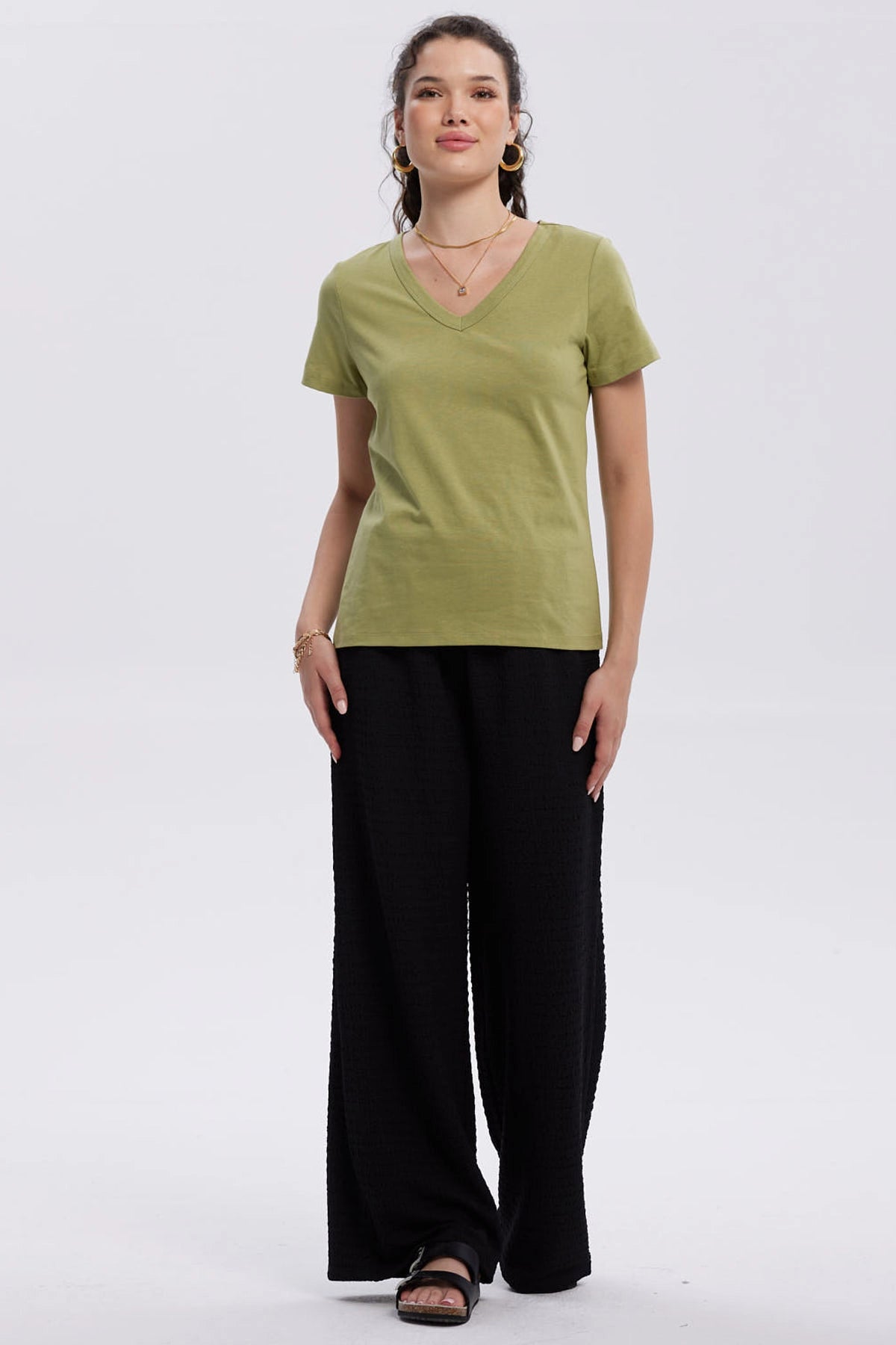 Polera Mujer Lisa Verde Musgo