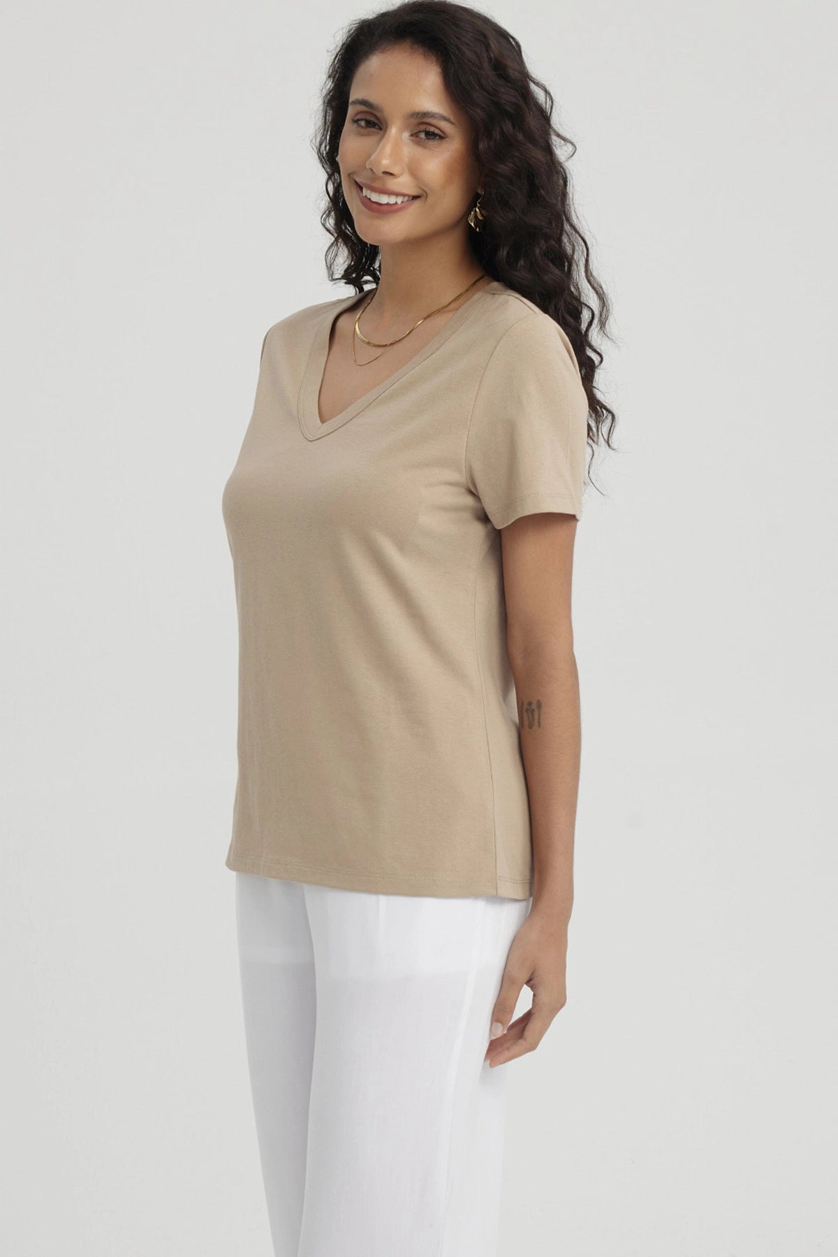 Polera Mujer Lisa Beige