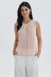 Blusa Mujer Lisa Pliegues Palo Rosa
