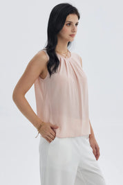 Blusa Mujer Lisa Pliegues Palo Rosa
