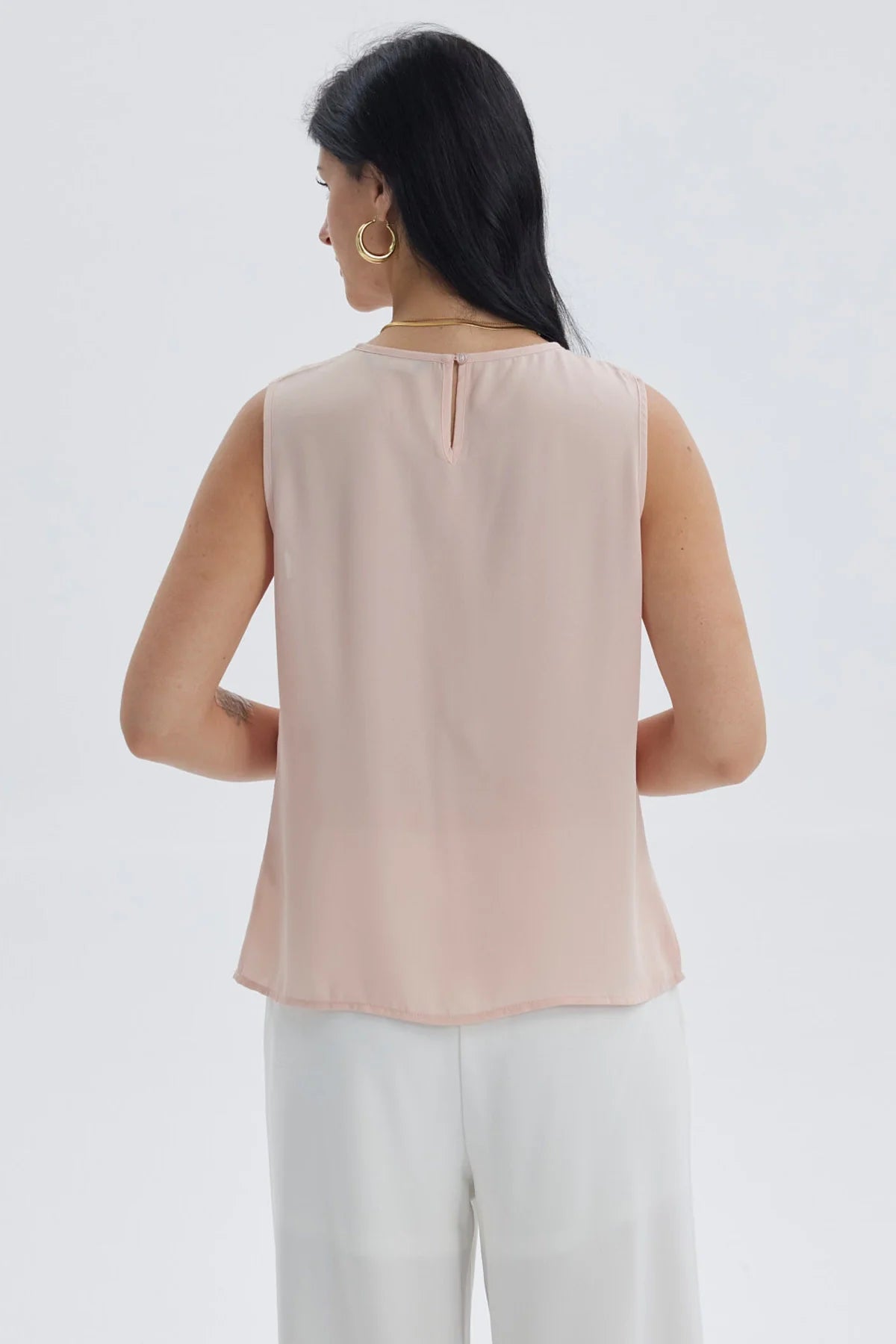 Blusa Mujer Lisa Pliegues Palo Rosa