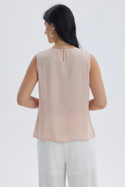Blusa Mujer Lisa Pliegues Palo Rosa