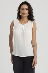Blusa Mujer Lisa Pliegues Crudo