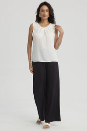 Blusa Mujer Lisa Pliegues Crudo