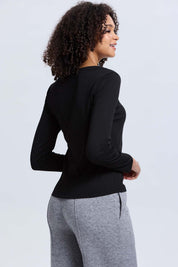 Polera Mujer Escote Cuadrado Negro