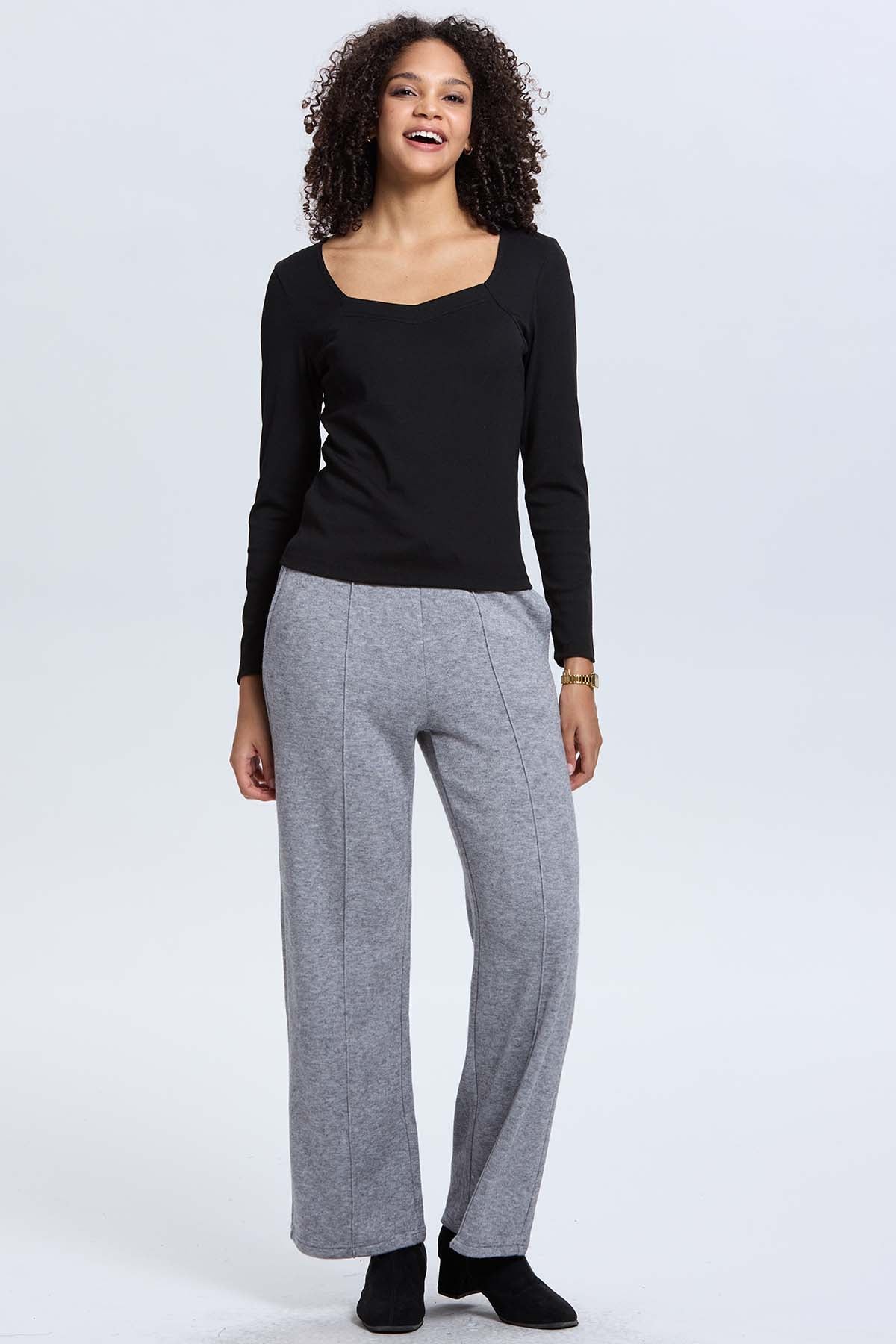 Polera Mujer Escote Cuadrado Negro
