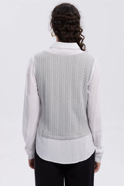Sweater Mujer Aplicación Blusa Gris