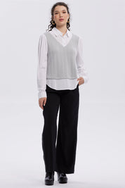 Sweater Mujer Aplicación Blusa Gris
