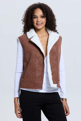 Chaqueta Mujer Efecto Cuero Bonded Cafe Oscuro