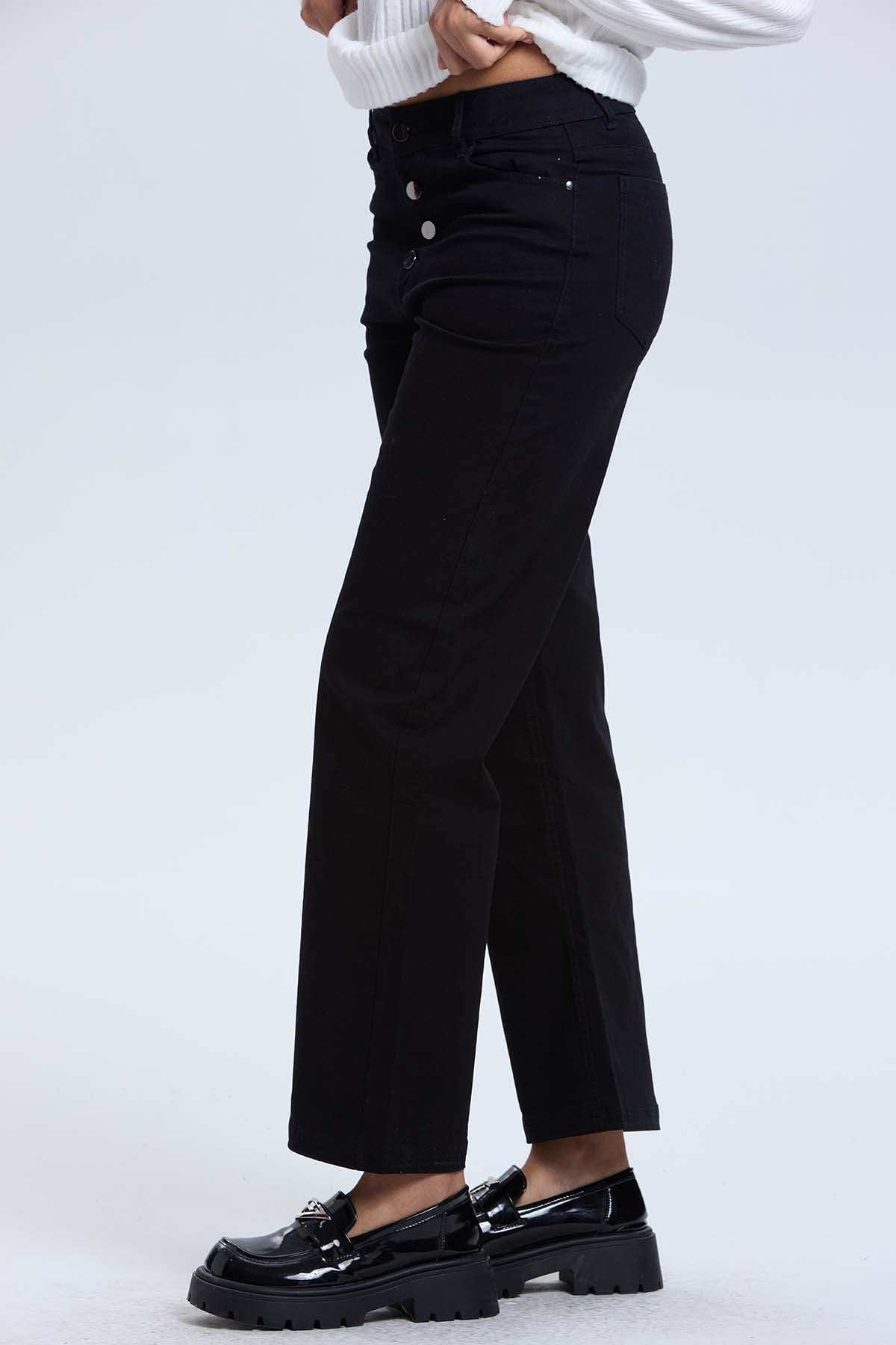 Pantalón Mujer Abotonado Negro