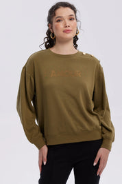 Polerón Mujer Print Posicional Verde Militar