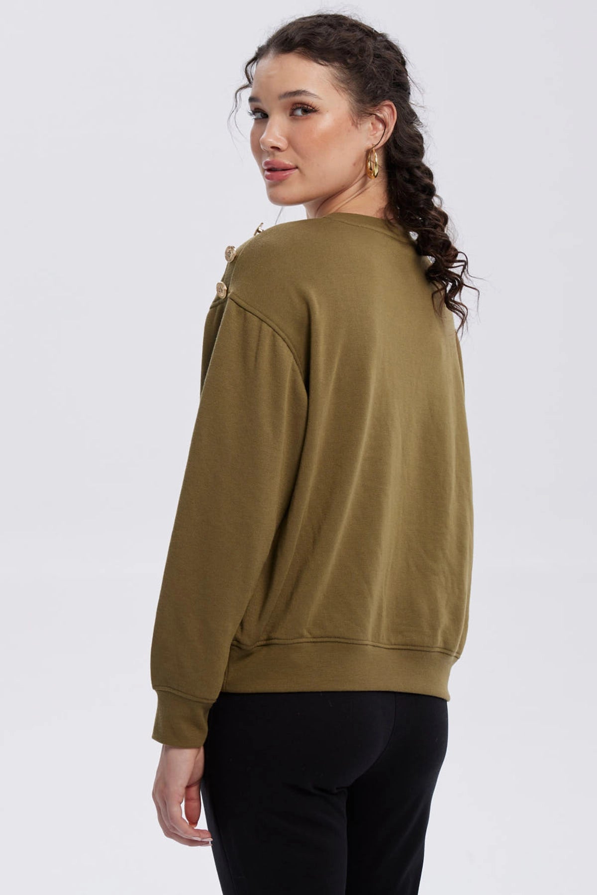 Polerón Mujer Print Posicional Verde Militar