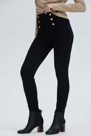 Calza Mujer Aplicación Botones Negro