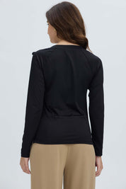 Polera Mujer Abertura y Lazo Negro