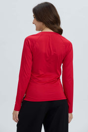 Polera Mujer Abertura y Lazo Rojo Oscuro