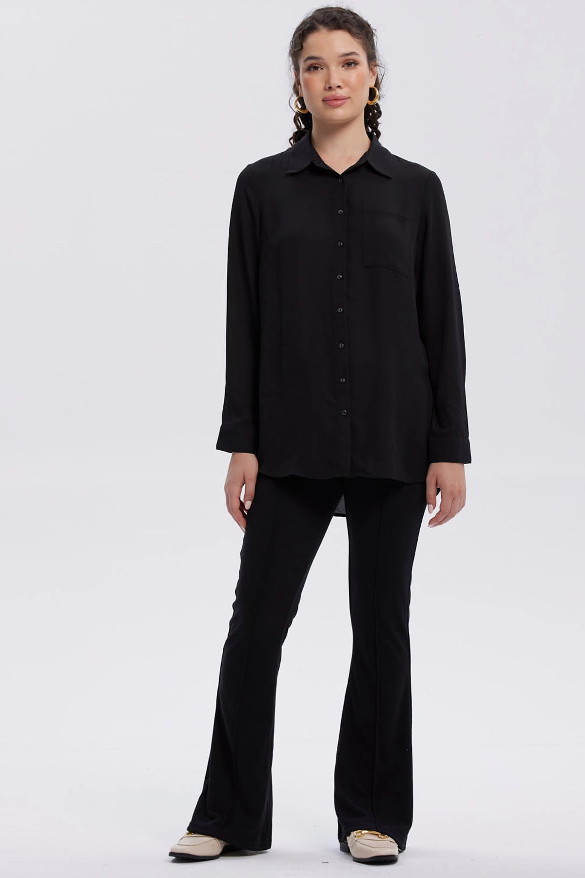 Blusa Mujer Abotonada Negro