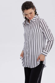 Blusa Mujer Abotonada Blanco / Negro