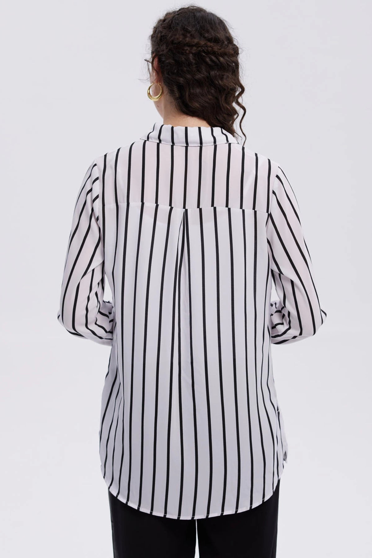 Blusa Mujer Abotonada Blanco / Negro