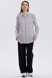 Blusa Mujer Abotonada Blanco / Negro
