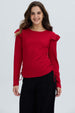 Polera Mujer Con Vuelo Rib Recogido Rojo Oscuro